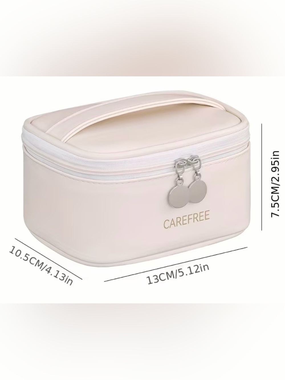 Cream Travel Cosmetic Bag with Mesh Organizer - Picture 2 of 9